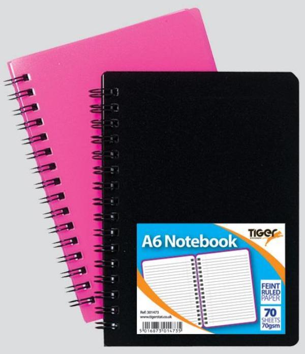 Tiger A6 Polyprop Twin Wire Notebook 140 Pages - Click Image to Close