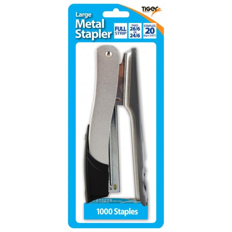 Tiger Deluxe Large Metal Stapler 26/6 - Click Image to Close