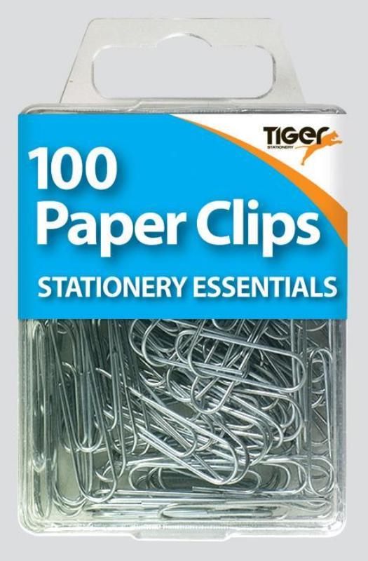 Tiger Essential 100 Paper Clips Steel - Click Image to Close