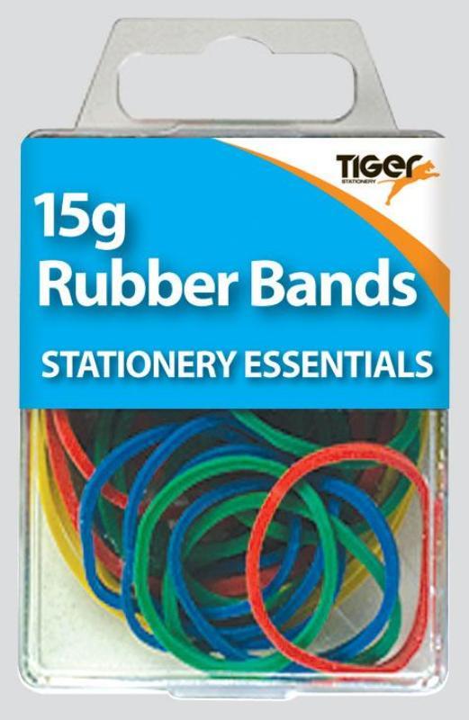 Tiger Essential 15G Rubber Bands Coloured - Click Image to Close