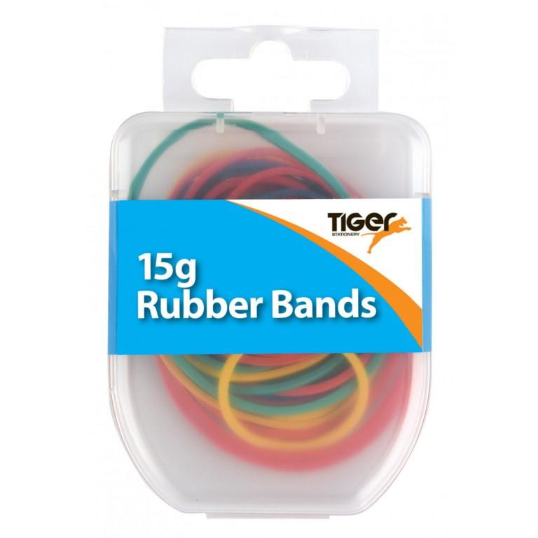 Tiger Essential 15G Rubber Bands Coloured - Click Image to Close