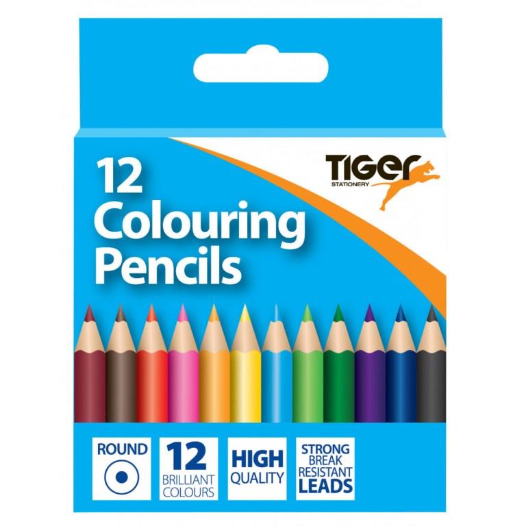 Tiger Half Length Colouring Pencils 12 Pack - Click Image to Close