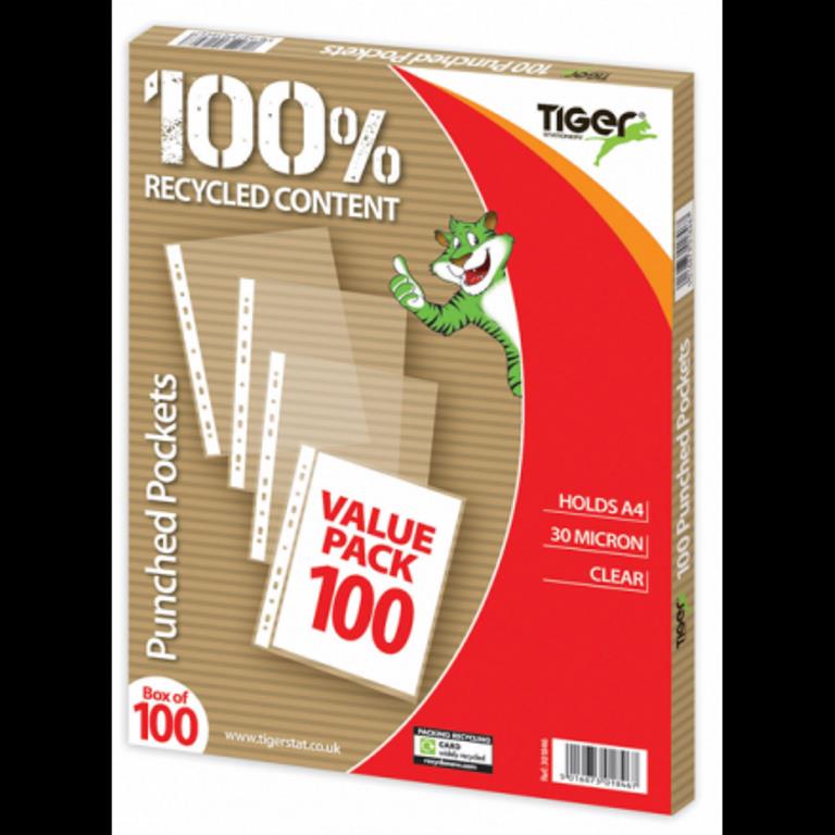 Tiger A4 Value Box 100 Punched Pockets - Click Image to Close