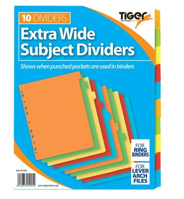 Tiger Index Extra Wide 10 Part Card Dividers - Click Image to Close