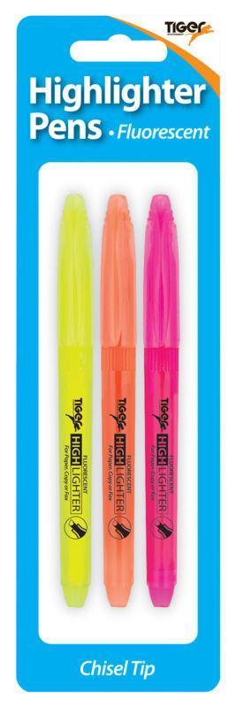 Tiger Highlighter Pens 3 Pack - Click Image to Close