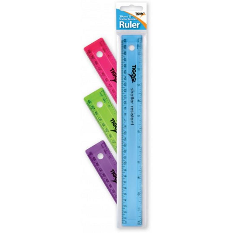 Tiger 30cm / 12" Shatter Resistant Ruler - Click Image to Close