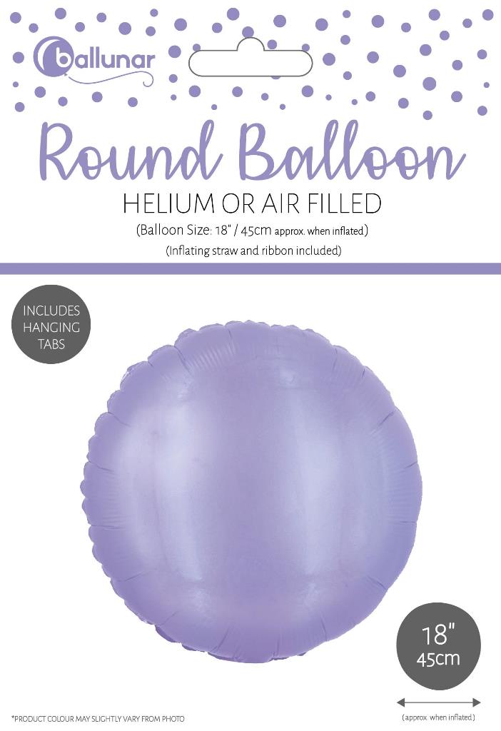 Lilac Metallic 18" Round Foil Balloon - Click Image to Close