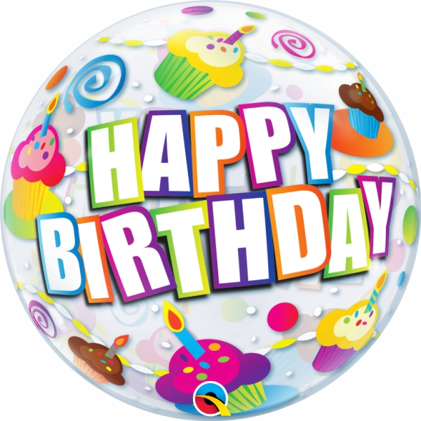 22" Single Bubble Balloon Colourful Cupcakes