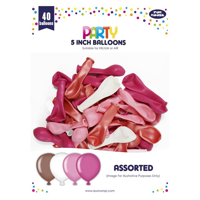 Pink Balloons 5" 40 Pack - Click Image to Close