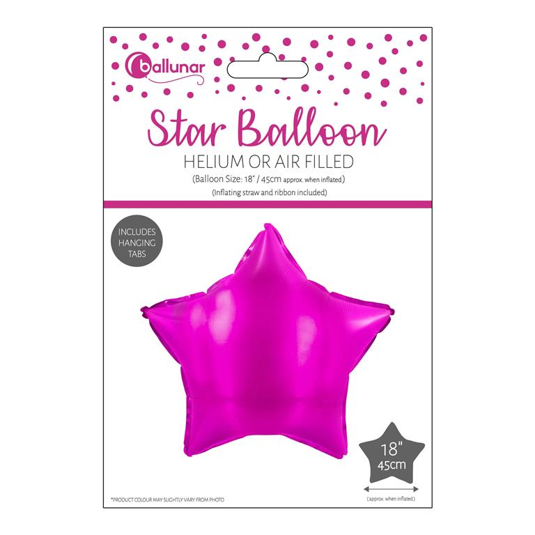 Fuschia Metallic 18" Star Foil Balloon - Click Image to Close