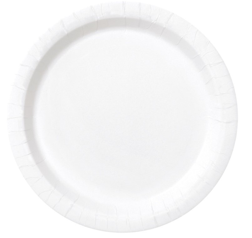 White Solid Round 7" Dessert Plates 8pc - Click Image to Close