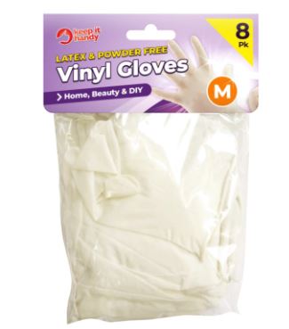 Powder Free Vinyl Gloves Medium 8 Pack - Click Image to Close
