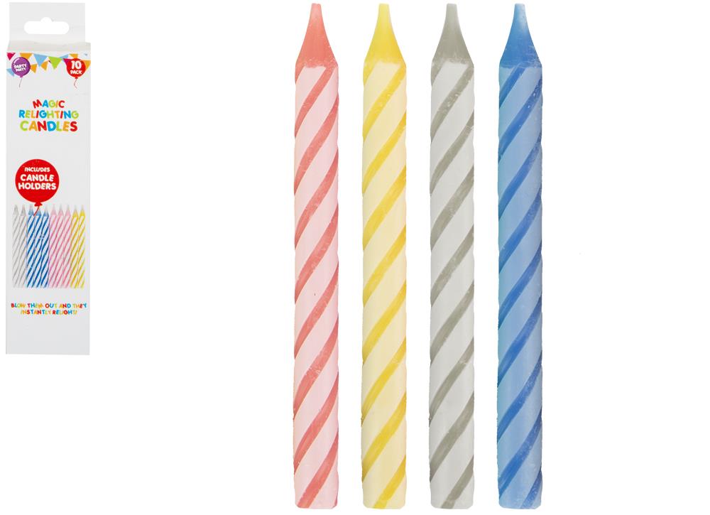 10 Magic Relighting Candles With Holders - Click Image to Close