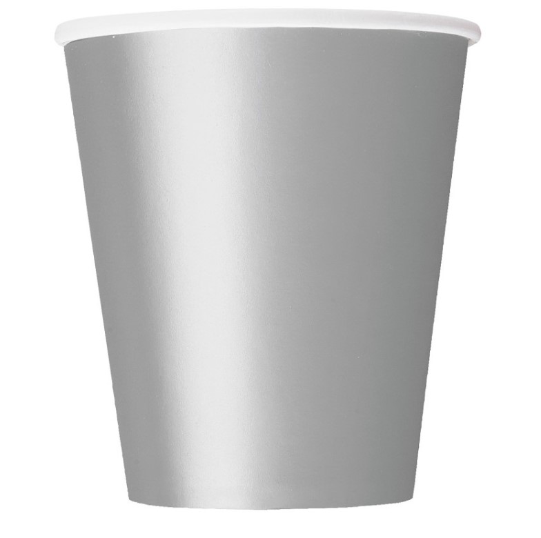 Silver Solid 9oz Paper Cups 14ct - Click Image to Close