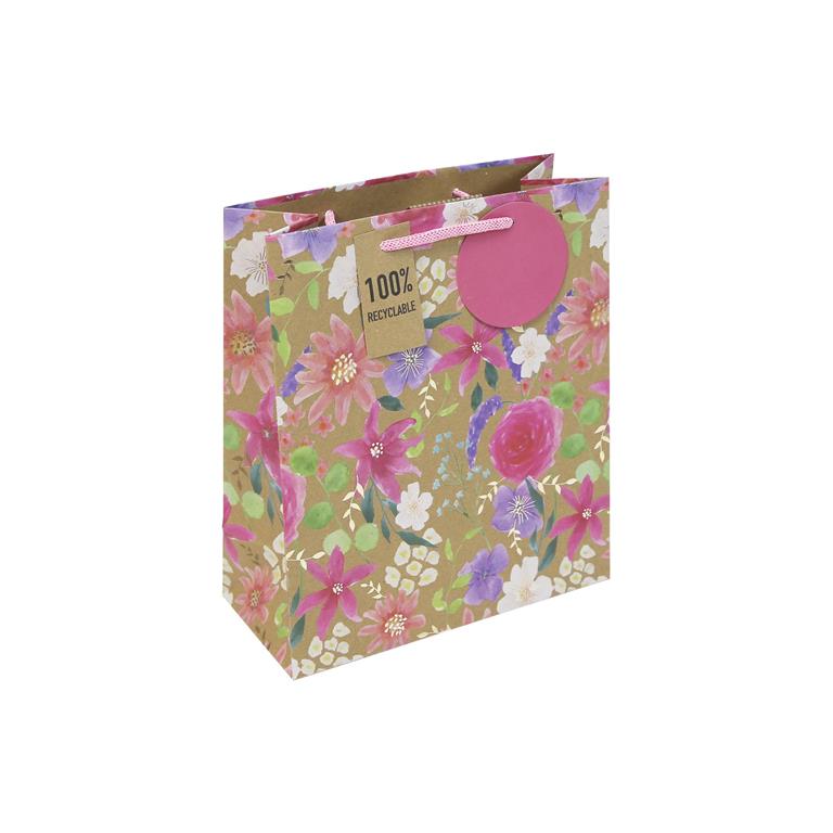 Kraft Floral Medium Bag - Click Image to Close
