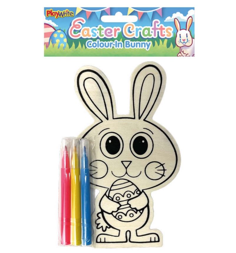 CYO Wooden Easter Bunny W/Pens 20X12cm - Click Image to Close