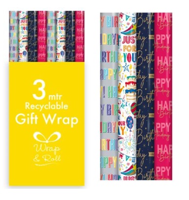 3M Happy Birthday Gift Wrap - Click Image to Close