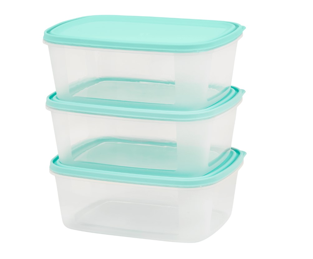 2L Food Box and Lid Clear 3 Pack - Click Image to Close