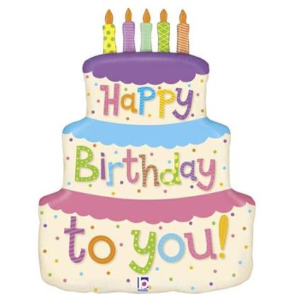 Girly Birthday Cake 27" Single Pack - Click Image to Close