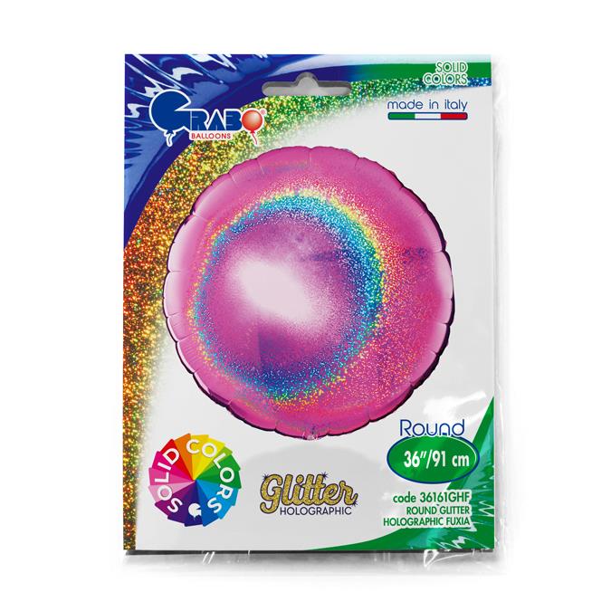 Grabo Round 36Inch Glitter Holographic Fuxia - Single Pack - Click Image to Close