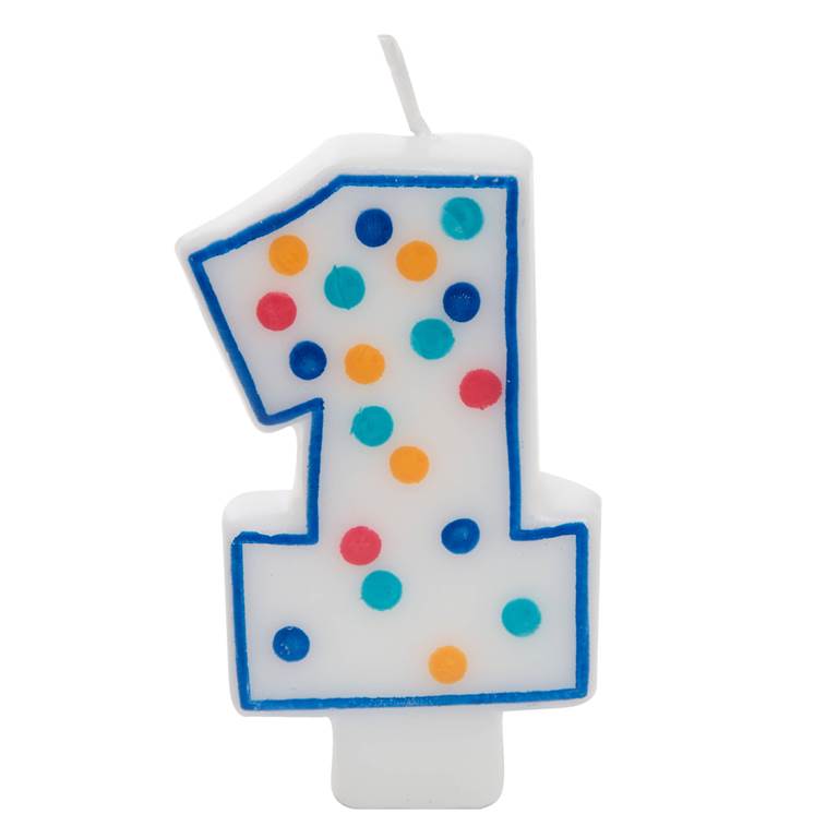 Number 1 Polka Dot Birthday Candle - Click Image to Close