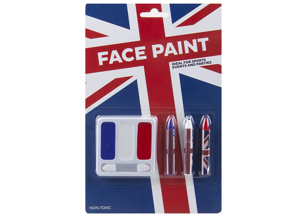 Union Jack Face Paint Set - Click Image to Close