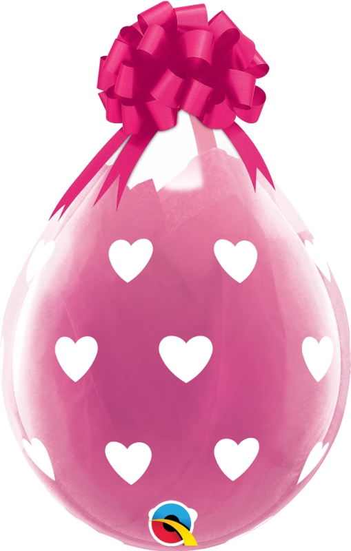 Qualatex 18" Round Diamond Clear 25Ct Big Hearts Balloon - Click Image to Close