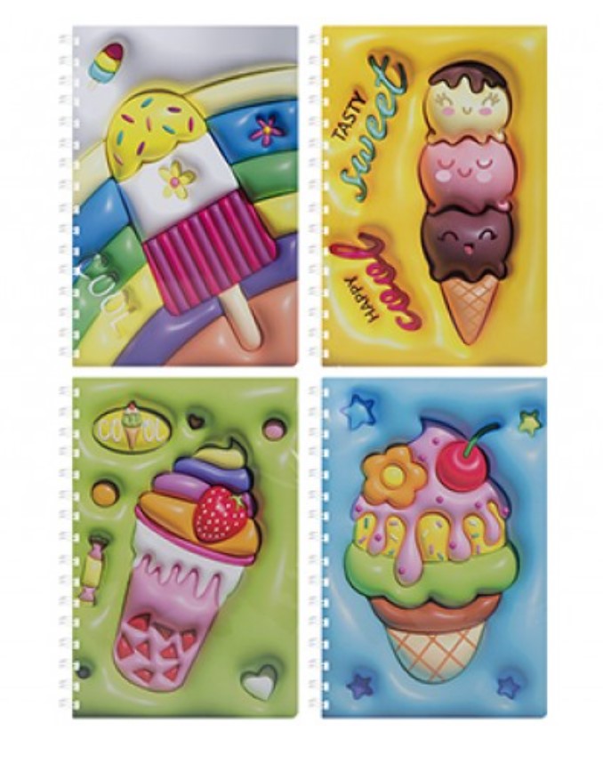 A5 Puffy Look Notebook Ice Cream Design ( Assorted Designs ) - Click Image to Close