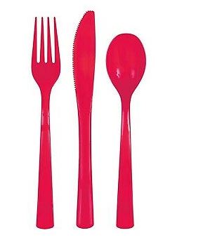 Assorted Cutlery Ruby Red 18 Pack - Click Image to Close