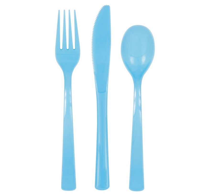 Assorted Cutlery Powder Blue 18 Pack - Click Image to Close