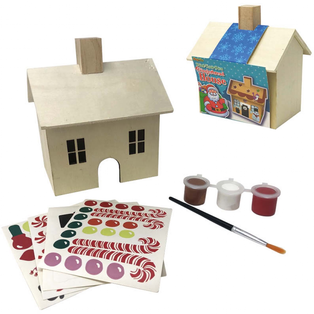 PYO Wood Gingerbread House 12 x 14 x 10cm - Click Image to Close