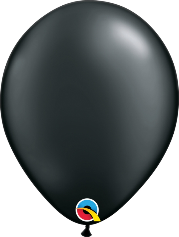 QUALATEX 11" PLAIN LATEX ROUND PEARL ONYX BLACK 25 PACK