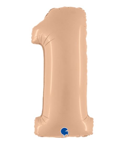 Nude 40" Number 1 Satin Foil Balloon ( 1 ) - Click Image to Close