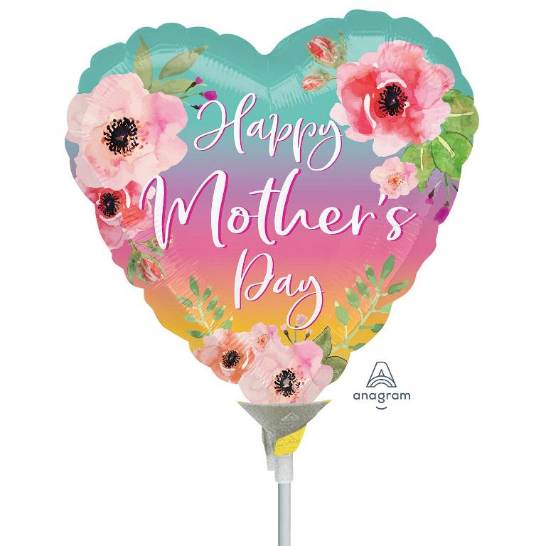 Flowers Ombre Mothers Day Mini Foil Balloons A15 - Click Image to Close
