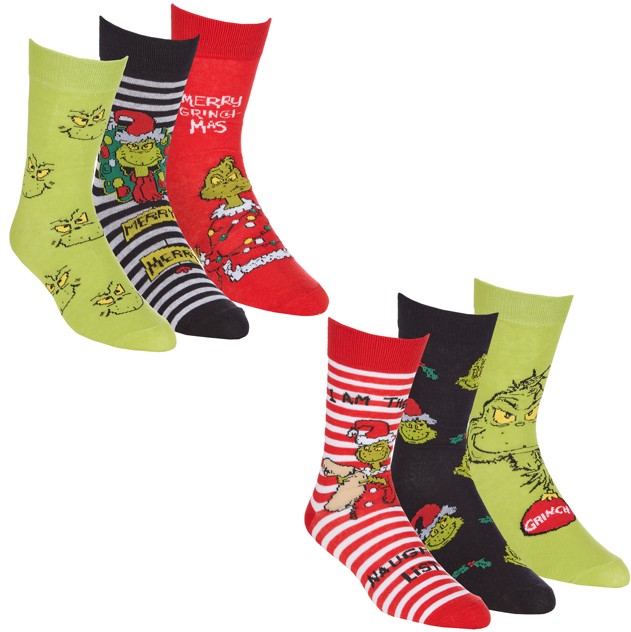 Grinch Design Socks 3pack Adult - Click Image to Close
