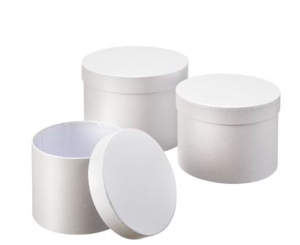 SYMPHONY HAT BOXES SET OF 3 WHITE - Click Image to Close