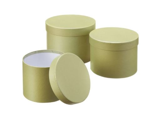 Round Symphony Lined Hat Boxes Sage Green - Click Image to Close