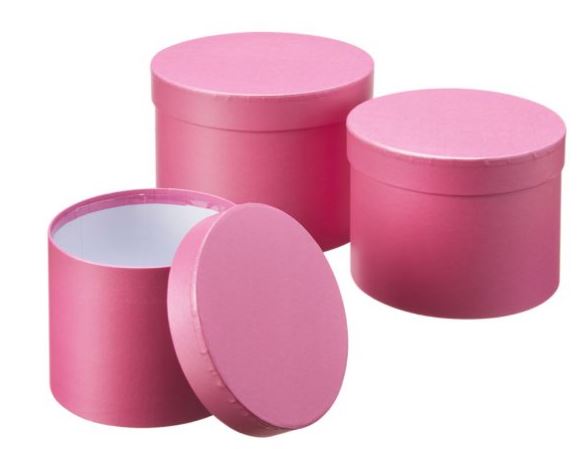 Symphony Hat Boxes Set Of 3 Pink - Click Image to Close