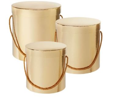 Hamilton Hat Box Gold Set Of 3 - Click Image to Close