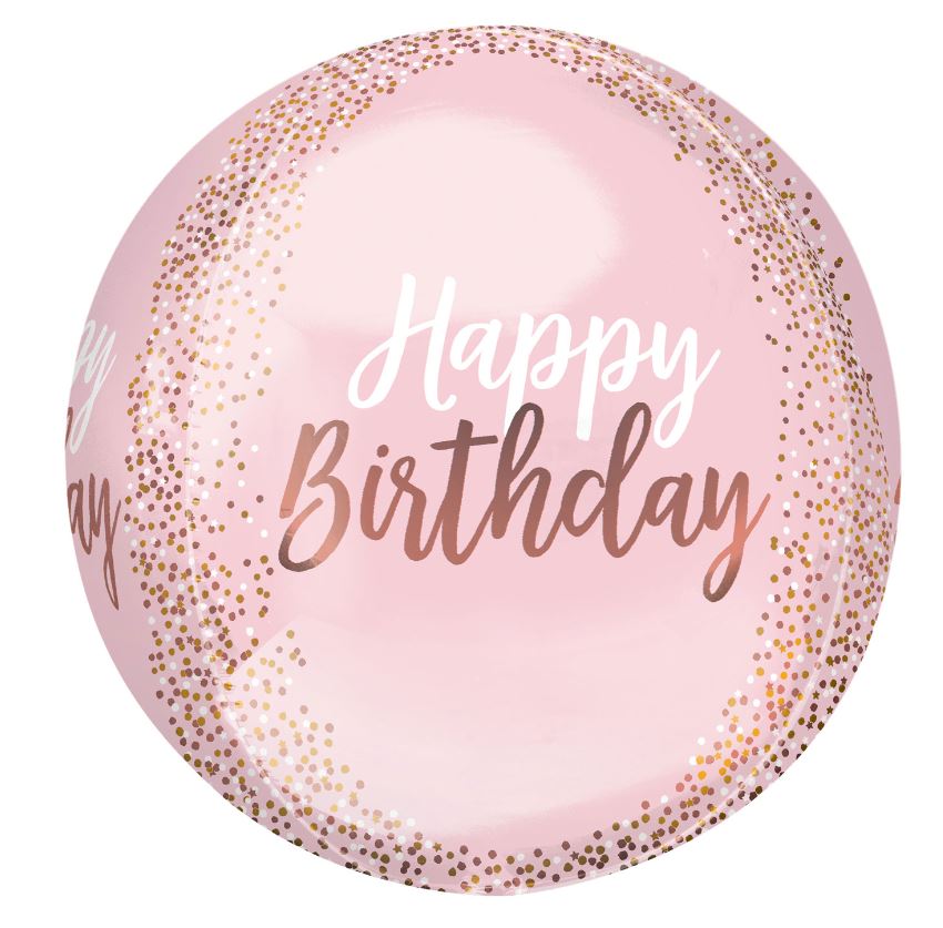 BLUSH BIRTHDAY ORBZ FOIL BALLOONS 15" - Click Image to Close