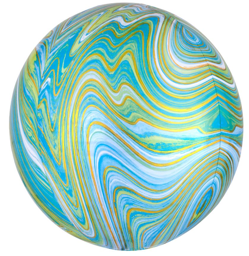 Blue Green Marblez Orbz Xl Packaged Foil Balloons G20 - Click Image to Close