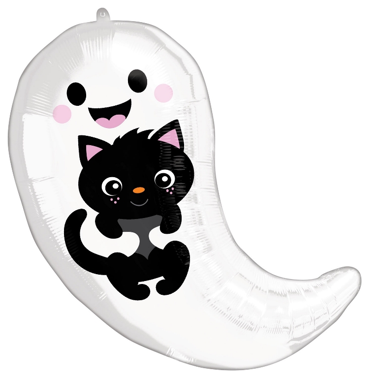 Ghost & Kitty Cuties Standard Shape Foil Balloons - Click Image to Close