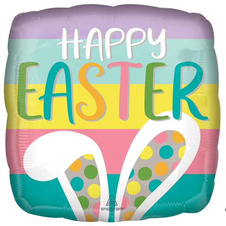 18" Happy Easter Bunny Ears Balloon - Click Image to Close