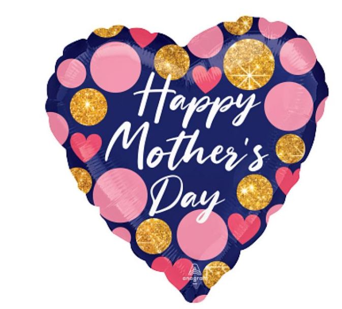 Jumbo Happy Mothers Day Navy Glitter Balloon - Click Image to Close