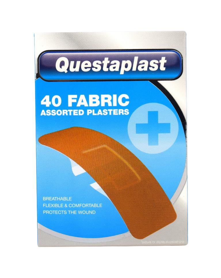 Questaplast Fabric Plasters 40 Pack ( Assorted Sizes ) - Click Image to Close