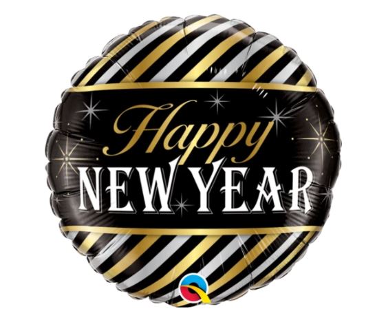 Round 18" New Year Diagonal Stripes Balloon - Click Image to Close