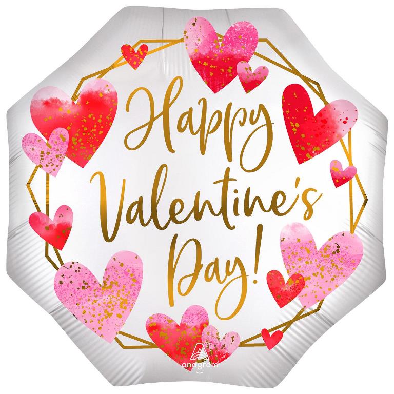 Super Shape Satin Watercolor Happy Valentines Day Balloon - Click Image to Close