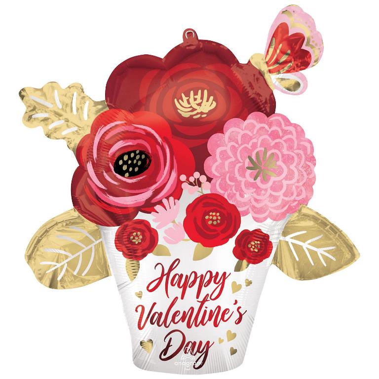 Super Shape Happy Valentines Day Paint Flowers Balloon - Click Image to Close