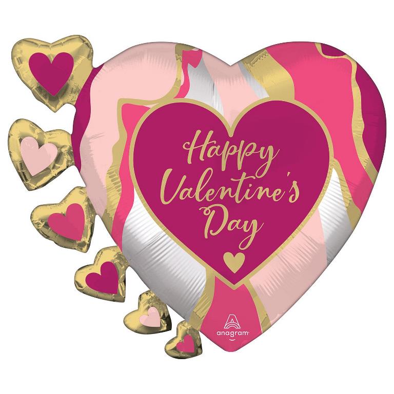 Super Shape Happy Valentines Day Abstract Marble Balloon - Click Image to Close