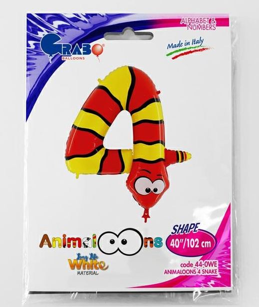 Number Animaloons 4 Snake 40" Balloon - Click Image to Close